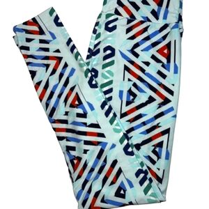 OS LuLaRoe Mint BlueOrange Geometric Leggings